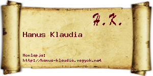 Hanus Klaudia névjegykártya